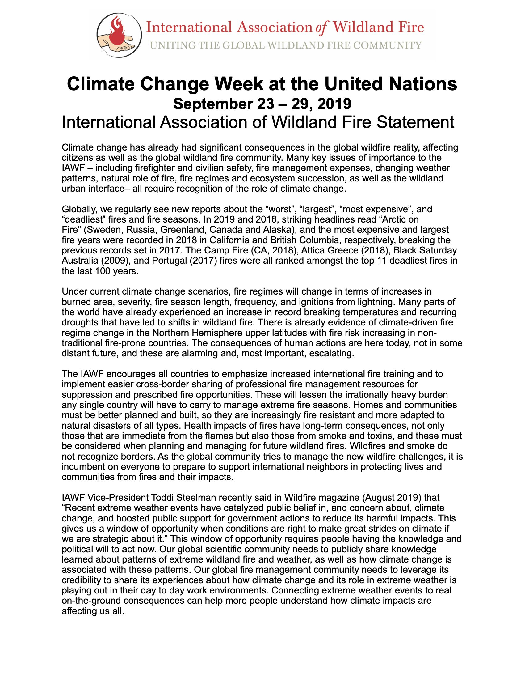 Climate Change Week at the United Nations International Association