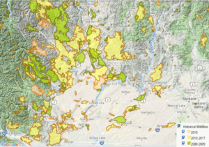 Figure 1. Large fire history, Pacific Northwest, 2000-2018.